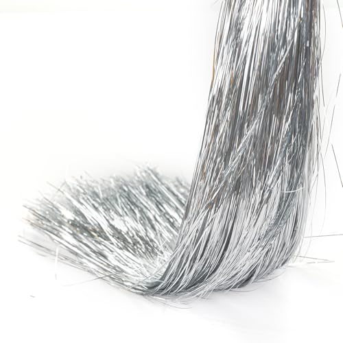 Silver Metallic Christmas Tinsel Icicles - 10,000 Strands Foil Fringe