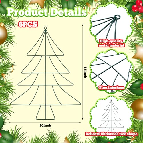 Christmas Tree-Shaped Wreath Frame - 6 Pack, 13 Inch Metal Wire DIY Holiday Decor