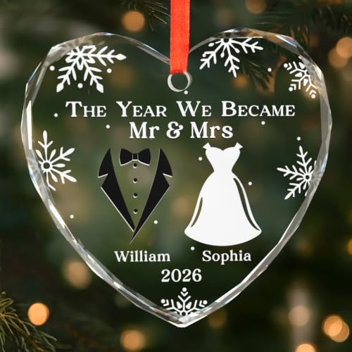 Personalized First Christmas As Mr & Mrs Glass Ornament 2026