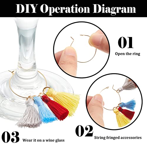 Yingzhao 88 Pcs Wine Glass Charms Set with Tassels & Rings for Stemware