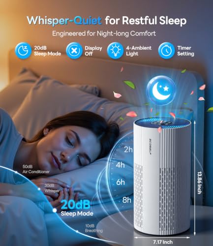 Large Room Air Purifier with True HEPA Filter and 20dB Sleep Mode
