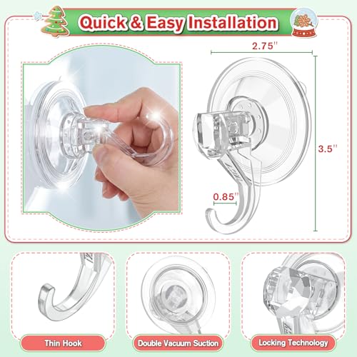 VIS'V Heavy Duty Suction Wreath Hanger, 22 LB Clear, 2 Pcs