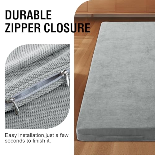 Full Size Futon Mattress Cover - Soft Chenille Slipcover with Zipper