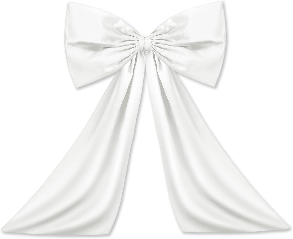 Wavwavw Large White Satin Bow | Elegant Birthday & Wedding Decoration | 18 x 24 Inches