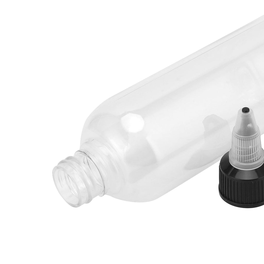 MOUYAT 64 PCS 4 oz 120ml Plastic Boston Squeeze Bottles, Paint Squeeze Bottles, Empty Dispensing Bottle With Twist Top Cap, Black White Plastic Squeeze Bottle for Oil, Paint
