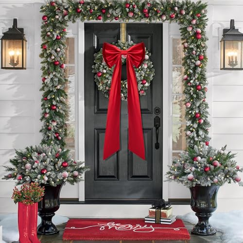 Iceyyyy 52x16 Red Satin Christmas Tree Topper Bow - Large Holiday Decor