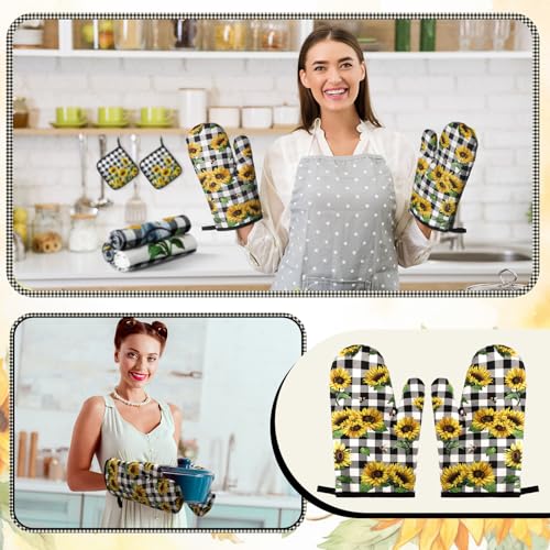 10-Piece Sunflower Kitchen Decor Set: Oven Mitts, Pot Holders, Rugs, Towels