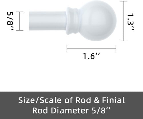 GXOACKJ Heavy Duty Metal Curtain Rod Set - 2 Pack White, 66 to 120 Inch, 5/8 Inch Diameter