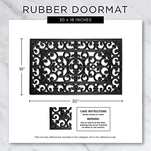 DII Rubber Doormats Collection All Weather, 18x30, Sun Scroll