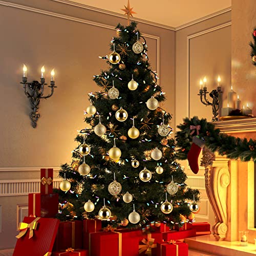 NJN 100pcs Gold Shatterproof Christmas Ball Ornaments Set with Gift Packaging
