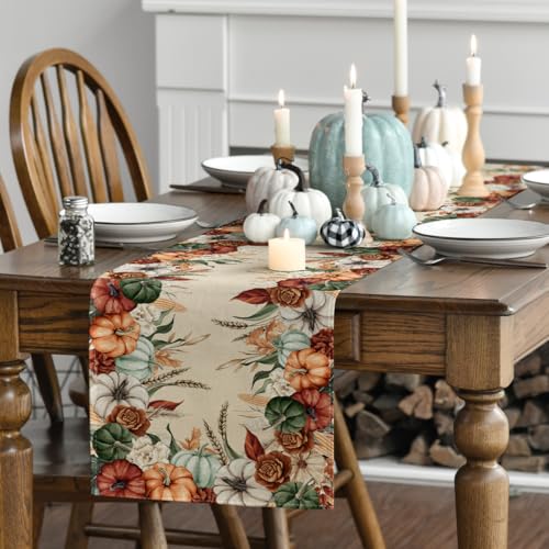 Artoid Mode 13x72 Inch Fall Table Runner Beige Polyester Home Decor