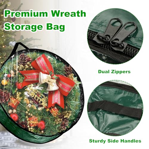 6-Pack 24-Inch Christmas Wreath Storage Container Bags with Clear Window