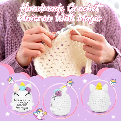 Handmade Crochet Positive Unicorn Keepsake - Encouragement Desk Gift