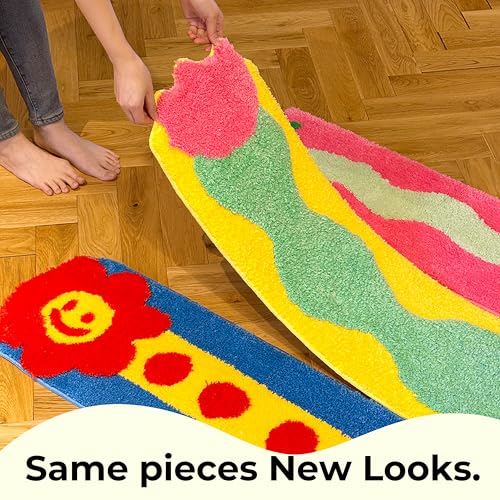 3-Piece Modular Play Rug Set, Washable Interactive Stepping Path Runner