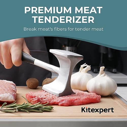 Dual-Sided Heavy-Duty Meat Tenderizer Mallet with Ergonomic Handle