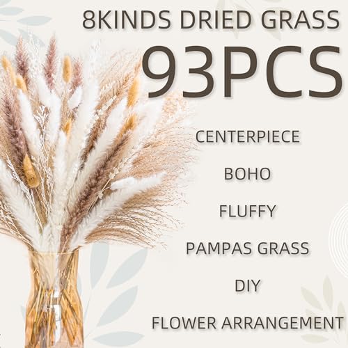 93-Piece Dried Pampas Grass Bouquet - Natural Boho Home & Wedding Decor