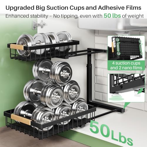 2-Tier Under Sink Organizer, Metal Pull-Out Cabinet Storage Shelf, 2 Pack