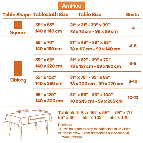AmHoo Linen Blend Rectangle Tablecloth 55×102 Inch Teal, Durable 280 GSM with Tassels
