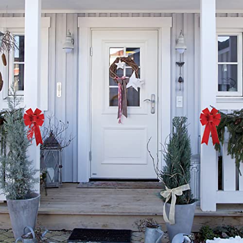 Hying Velvet Christmas Bow Set - Red Wreath & Tree Topper Decorations