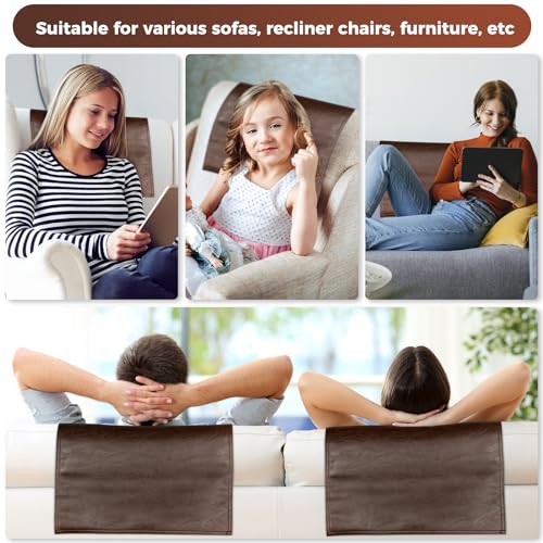 Faux Leather Recliner Headrest Protector Cover - 17x27in