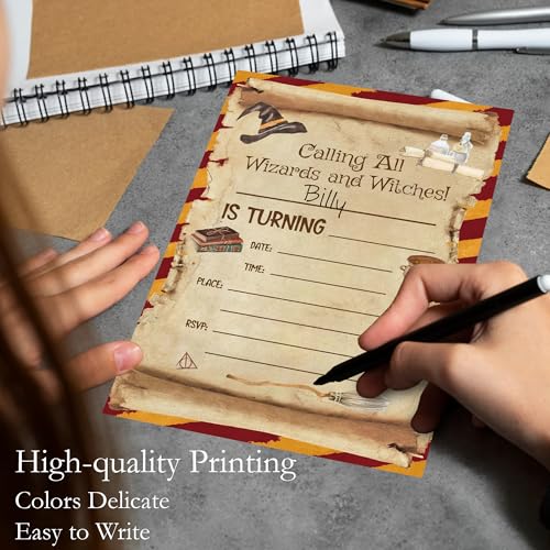 Wizard Birthday Party Invitations with Envelopes, 4x6 Inch Fill-in Cards