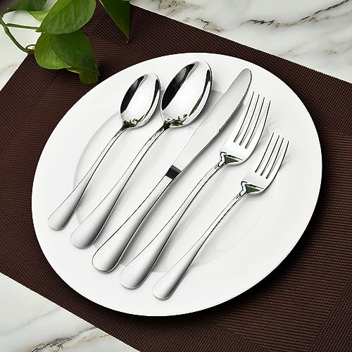 40-Piece Stainless Steel Silverware Set for 8, Modern Flatware Cutlery Set