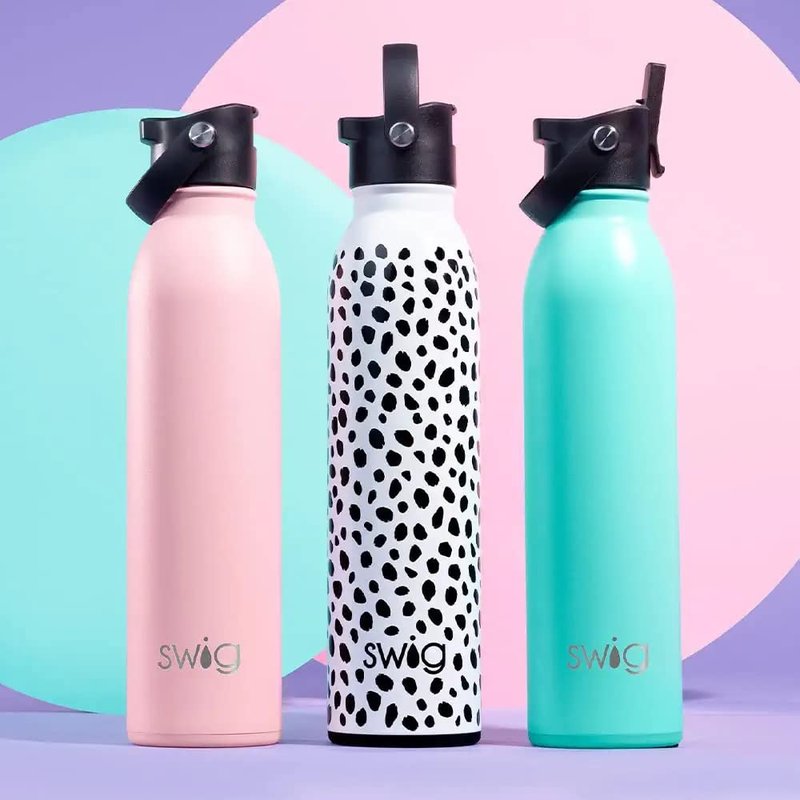 Swig Life 20oz Insulated Water Bottle, Travel Water Bottle with Straw and Lid, Cup Holder Friendly, Stainless Steel (Over the Rainbow)
