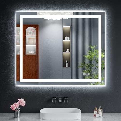 36"x30" LED Bathroom Mirror, Backlit & Frontlit Vanity Mirror with Anti-Fog