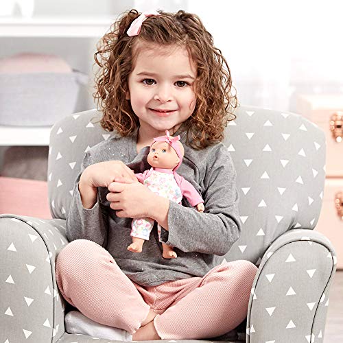 8-Inch Soft Body Baby Doll in Pink Striped Sleeper for Toddlers