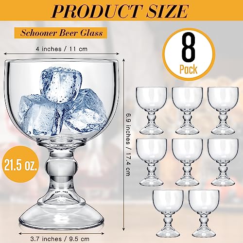 Tanlade Transparent 8 Pack 21.5 oz Margarita & Cocktail Schooner Glasses - Large Crystal Drinking Glassware
