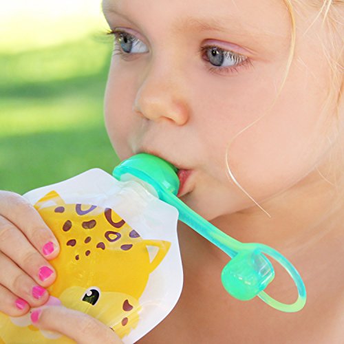 Silicone Food Pouch Toppers with Flow Control Valve 4-Pack
