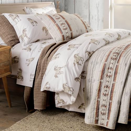 Southwestern King Quilt - 106" x 92" Cotton Bedspread in Neutral Colors