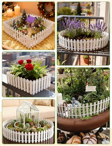 3-Piece Mini Wood Picket Fence for Christmas Village and Fairy Gardens