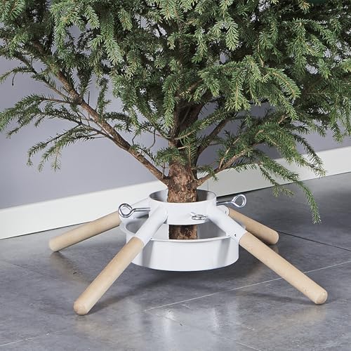 Blissun White Christmas Tree Stand for Real Trees, Fits Up to 8 ft
