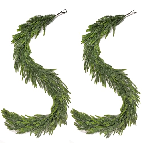 Real Touch Norfolk Pine Christmas Garland - 6ft Artificial Greenery (2 Pack)
