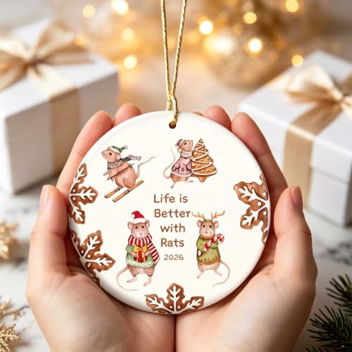 Festive Rat Christmas Ornament - Ceramic Holiday Decor for Rat Lovers