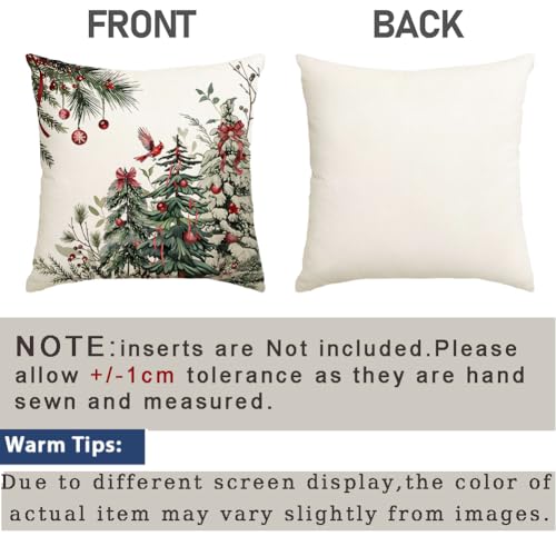 RABUSOFA Waterproof Christmas Pillow Covers 18x18 Green Set of 2 Outdoor Decor