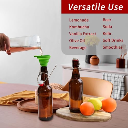 16oz Amber Glass Bottles with Swing Top Flip Caps 10-Pack