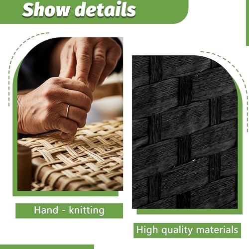 4-Panel Wooden Folding Room Divider Screen with Woven Mesh (Coal Black)