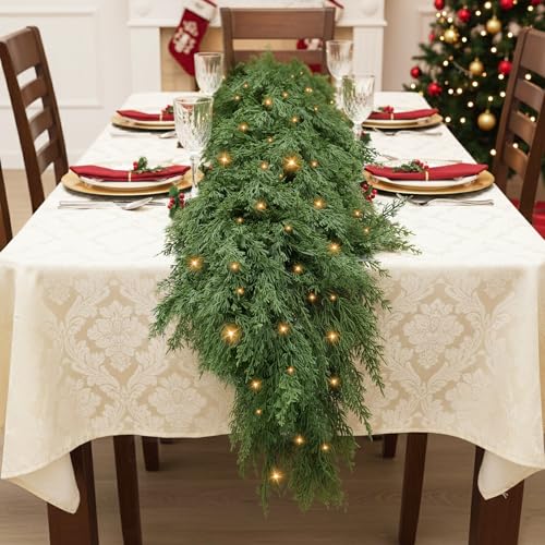 Pre-lit Cedar Christmas Garland 6ft 2-Pack for Mantle, Indoor/Outdoor