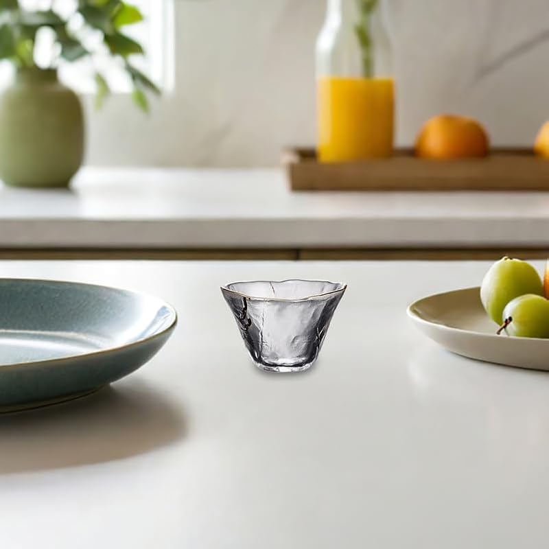 PRETYZOOM 4-Pack Glass Sake Cups with Gold Rim 70ml | Traditional Japanese Drinkware