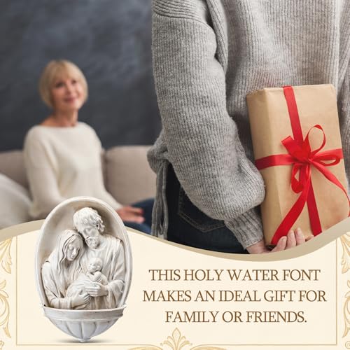 Fumete Holy Water Font Wall Hanging – Catholic Religious Resin Decor, 13x20cm