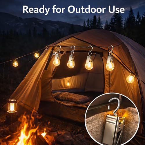 Stainless Steel String Light Clips with Hooks - 30 Pack