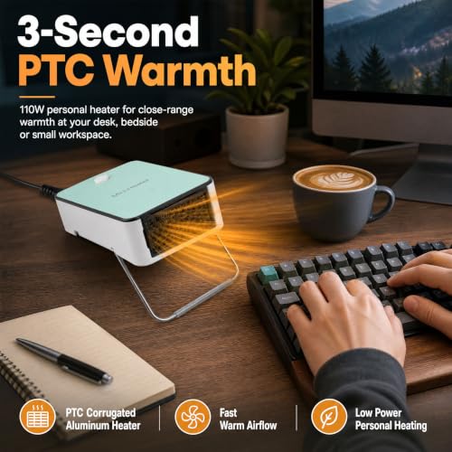 Mini Electric Space Heater with Adjustable Tilt Bracket and Rapid Heating