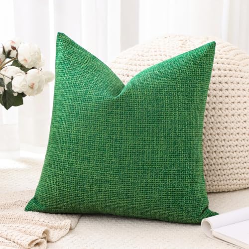 OTOSTAR Christmas Green Linen Throw Pillow Cover 18x18 Inch Set of 1 for Home Decor