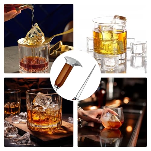 8.85-Inch Stainless Steel Ice Pick with Wooden Handle for Bar & Kitchen