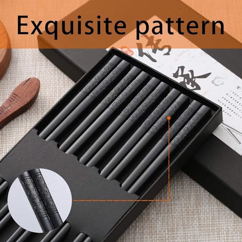 Reusable Fiberglass Chopsticks 10 Pairs - Dishwasher Safe Non-Slip, 9.5 Inch