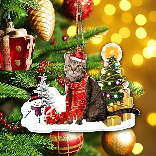 American Shorthaired Technically Cat Ornament - Acrylic Christmas Tree Hanging (Donawings) - 2023 Funny Cat Lover Xmas Decoration