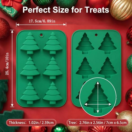 Apiocmy 2 Pcs Christmas Tree Silicone Molds - F, 12 Cavities for Cake, Chocolate, Gummy & Soap