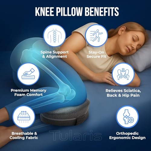 Memory Foam Knee Pillow for Side Sleepers - Sciatica Pain Relief